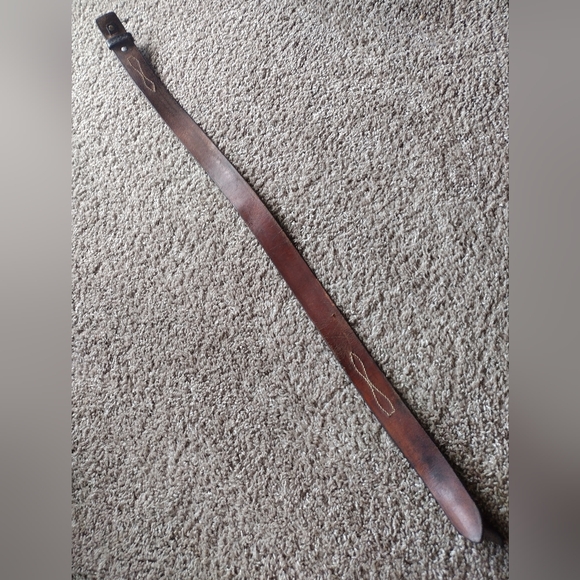 Triple K Deluxe Brown Leather Ranger Belt 53A-36 with Brass Buckle - Picture 12 of 14